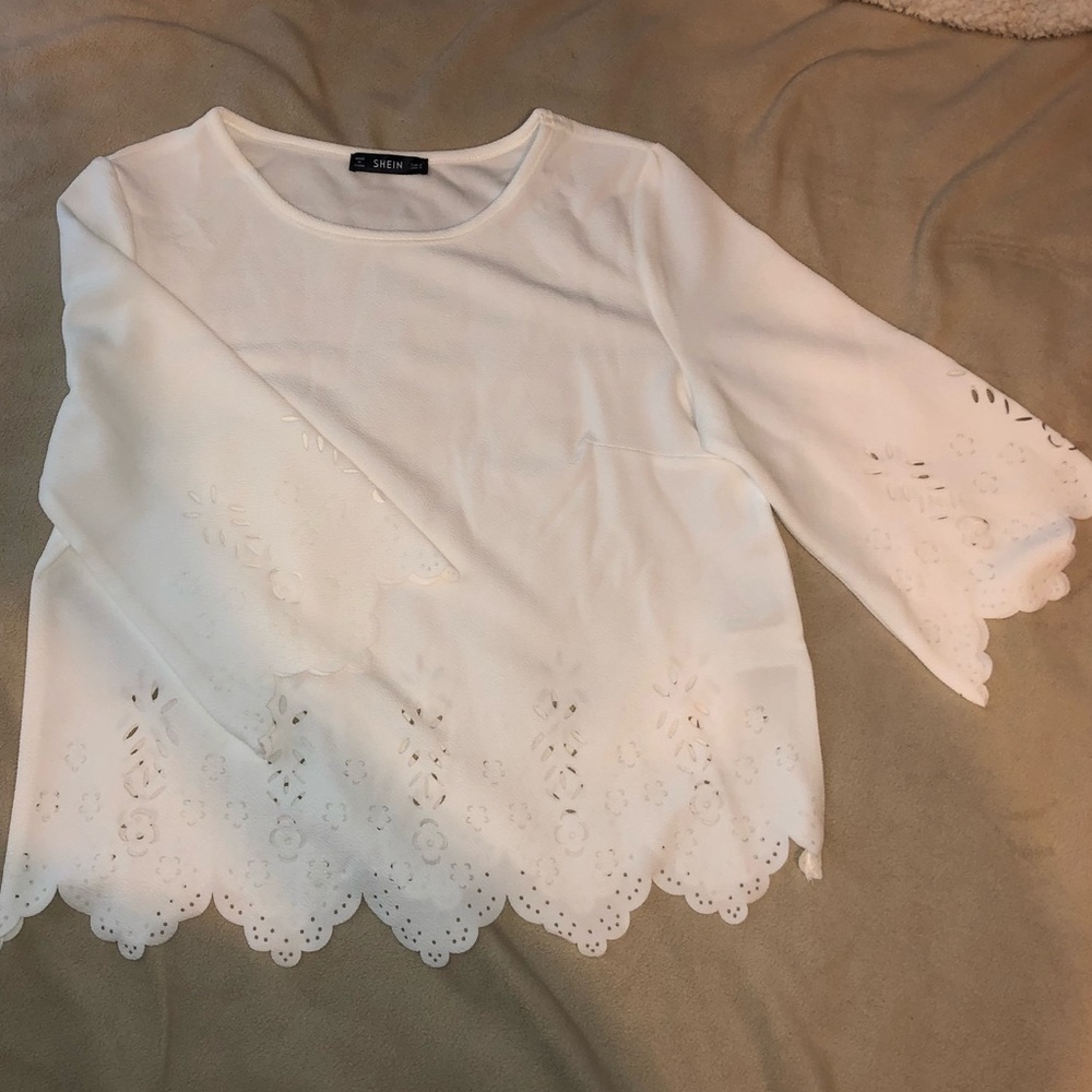 White Blouse with Cutouts